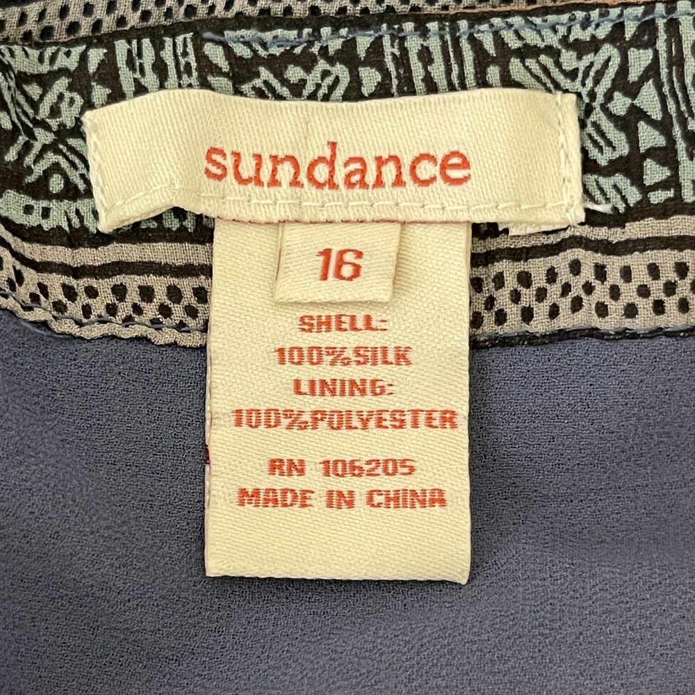 Sundance Silk Skirt Womens 16 Blue Asymmetrical Handkerchief Pattern Boho Hippie - Picture 5 of 14